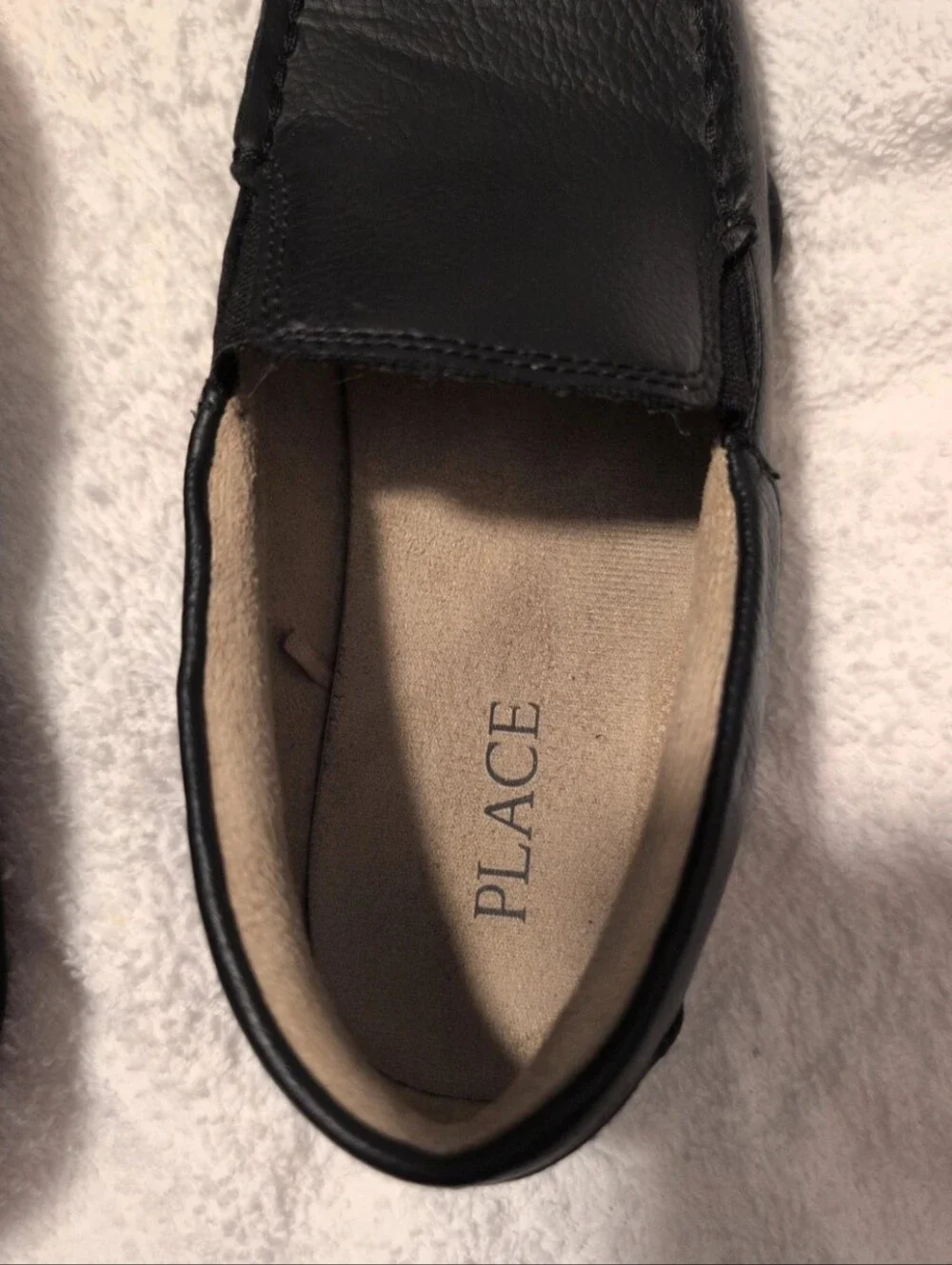 Place Black Kid's Slip-On Moccasin Loafers